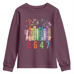 Retro 8647 Youth Sweatshirt Equal Rights Book Flower Feminist Women Rights TS10 Maroon Print Your Wear