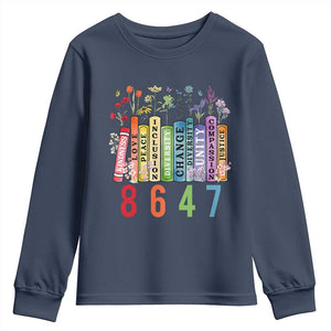 Retro 8647 Youth Sweatshirt Equal Rights Book Flower Feminist Women Rights TS10 Navy Print Your Wear