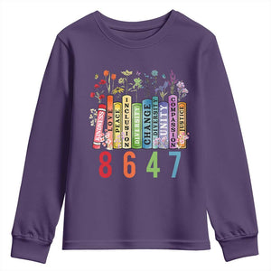 Retro 8647 Youth Sweatshirt Equal Rights Book Flower Feminist Women Rights TS10 Purple Print Your Wear