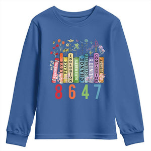 Retro 8647 Youth Sweatshirt Equal Rights Book Flower Feminist Women Rights TS10 Royal Blue Print Your Wear