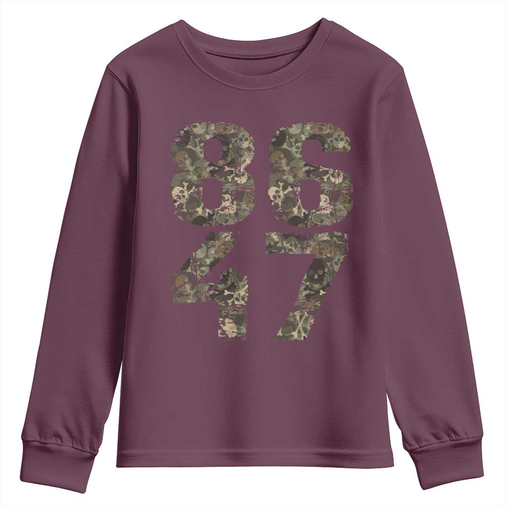 Retro 8647 Youth Sweatshirt Vintage Camouflage Camo Skull TS10 Maroon Print Your Wear
