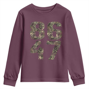 Retro 8647 Youth Sweatshirt Vintage Camouflage Camo Skull TS10 Maroon Print Your Wear