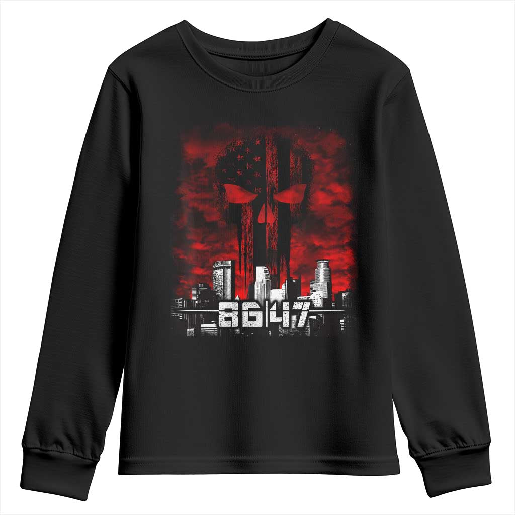 Retro 8647 Youth Sweatshirt Vintage USA American Flag Skull TS10 Black Print Your Wear