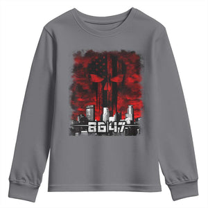 Retro 8647 Youth Sweatshirt Vintage USA American Flag Skull TS10 Charcoal Print Your Wear