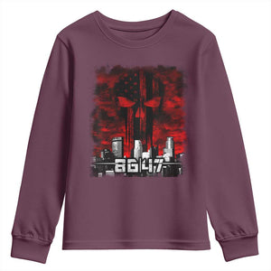 Retro 8647 Youth Sweatshirt Vintage USA American Flag Skull TS10 Maroon Print Your Wear