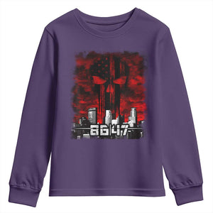 Retro 8647 Youth Sweatshirt Vintage USA American Flag Skull TS10 Purple Print Your Wear