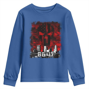 Retro 8647 Youth Sweatshirt Vintage USA American Flag Skull TS10 Royal Blue Print Your Wear