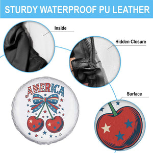 Retro Americana Cherries and Stars Coquette Bow Spare Tire Cover America Cute Patriotic 4th Of July US TS02 Print Your Wear