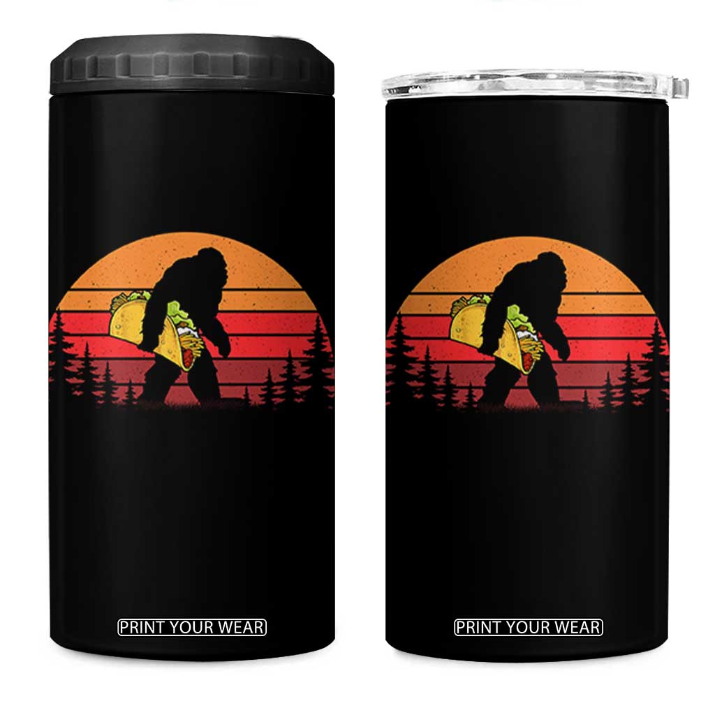 Retro Bigfoot Taco 4 in 1 Can Cooler Tumbler Funny Cinco de Mayo Sasquatch Lovers TS10 One Size: 16 oz Black Print Your Wear