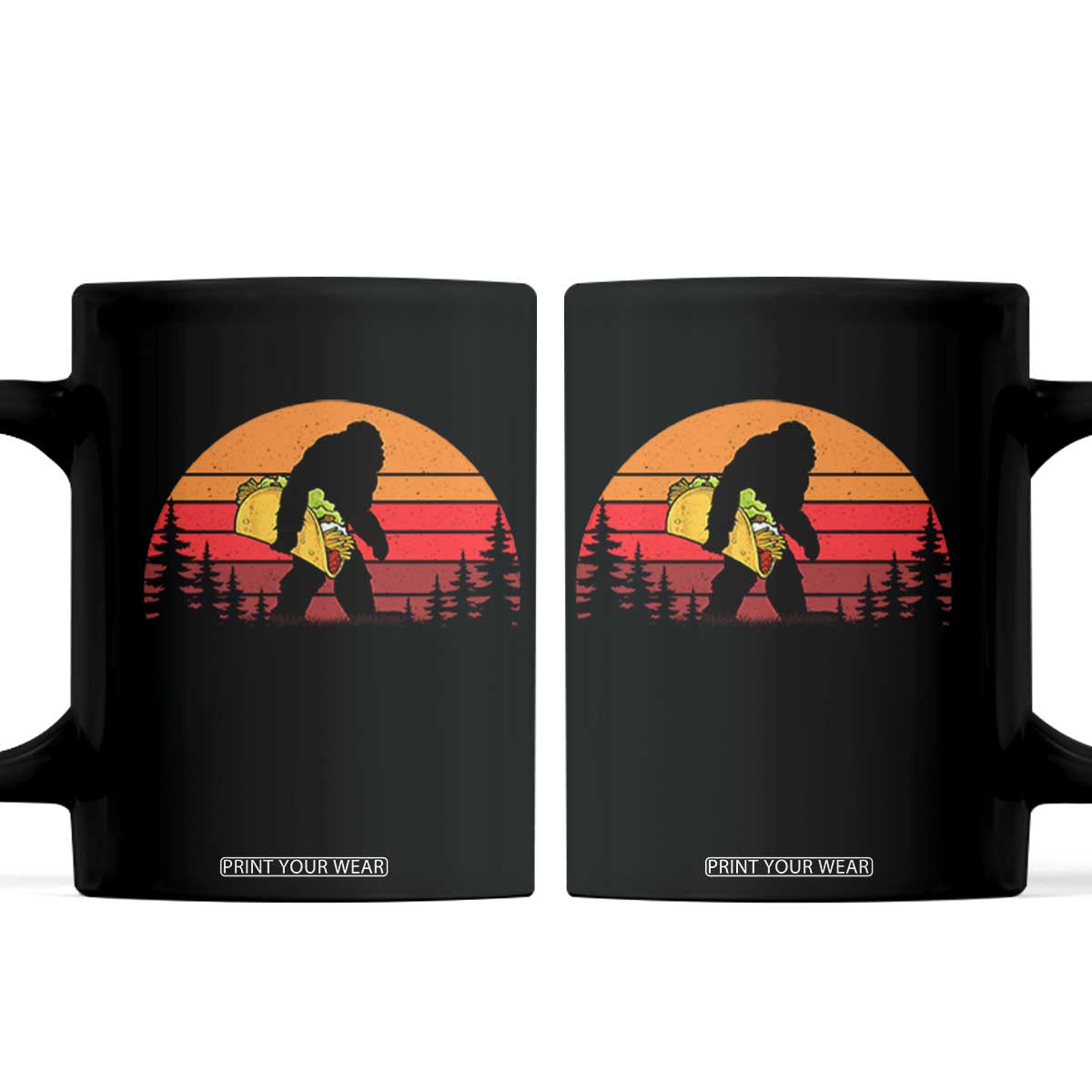 Retro Bigfoot Taco Coffee Mug Funny Cinco de Mayo Sasquatch Lovers TS10 Black Print Your Wear