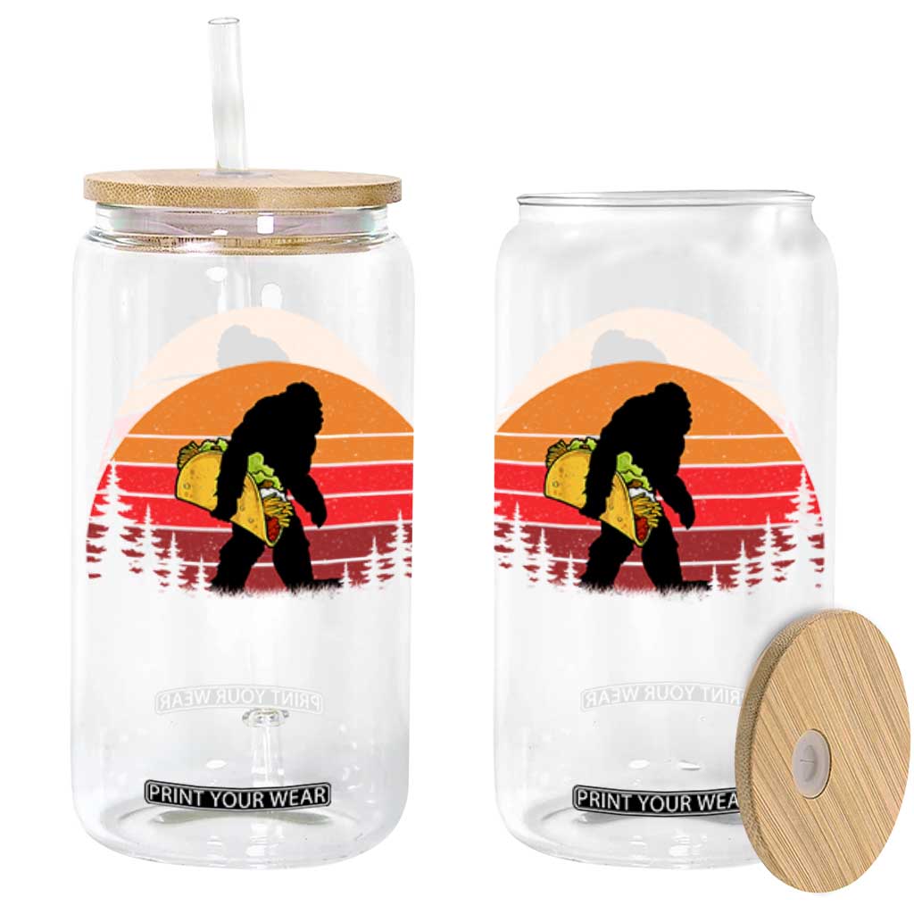 Retro Bigfoot Taco Glass Can Funny Cinco de Mayo Sasquatch Lovers TS10 Black Print Your Wear