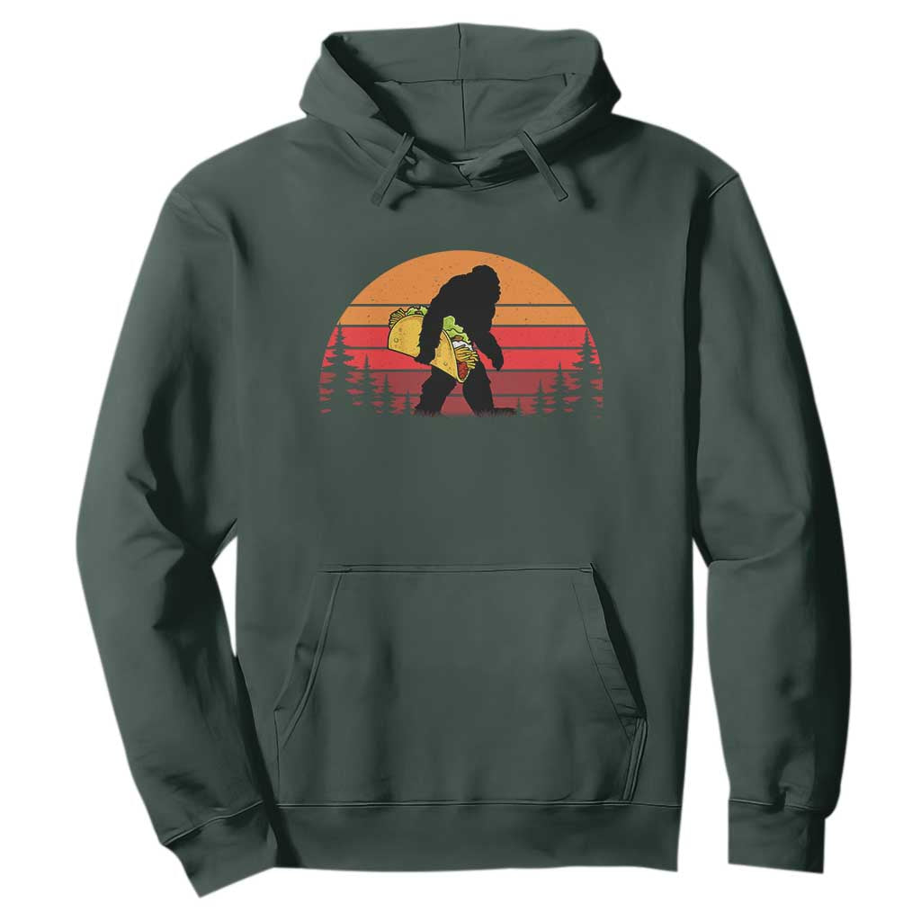 Retro Bigfoot Taco Hoodie Funny Cinco de Mayo Sasquatch Lovers TS10 Dark Forest Green Print Your Wear