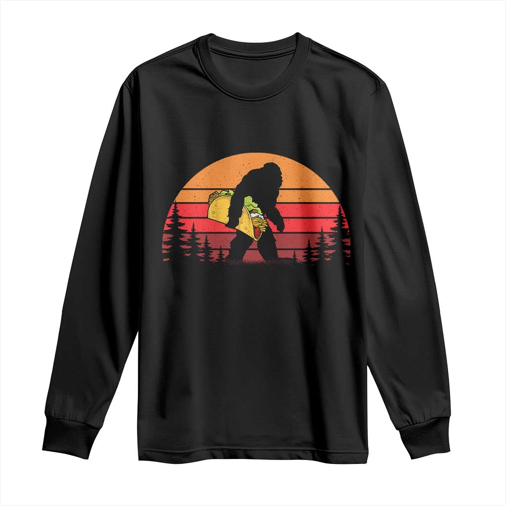 Retro Bigfoot Taco Long Sleeve Shirt Funny Cinco de Mayo Sasquatch Lovers TS10 Black Print Your Wear