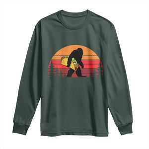 Retro Bigfoot Taco Long Sleeve Shirt Funny Cinco de Mayo Sasquatch Lovers TS10 Dark Forest Green Print Your Wear