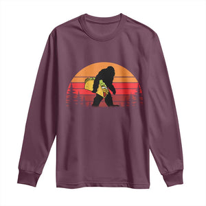Retro Bigfoot Taco Long Sleeve Shirt Funny Cinco de Mayo Sasquatch Lovers TS10 Maroon Print Your Wear