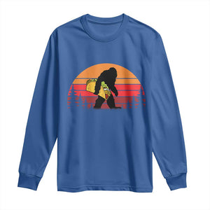Retro Bigfoot Taco Long Sleeve Shirt Funny Cinco de Mayo Sasquatch Lovers TS10 Royal Blue Print Your Wear
