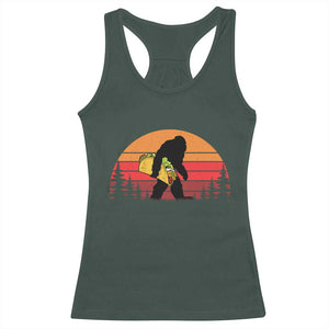 Retro Bigfoot Taco Racerback Tank Top Funny Cinco de Mayo Sasquatch Lovers TS10 Dark Forest Green Print Your Wear