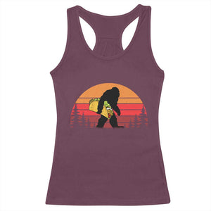 Retro Bigfoot Taco Racerback Tank Top Funny Cinco de Mayo Sasquatch Lovers TS10 Maroon Print Your Wear