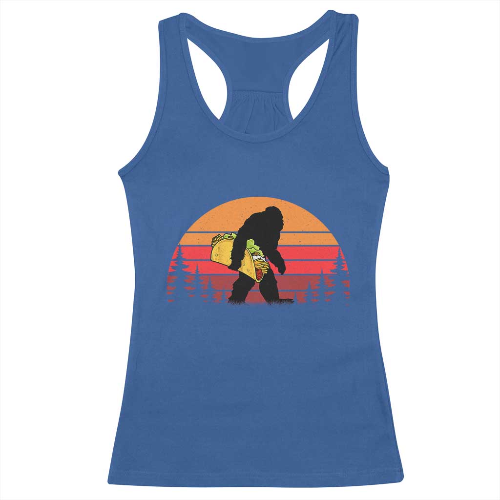 Retro Bigfoot Taco Racerback Tank Top Funny Cinco de Mayo Sasquatch Lovers TS10 Royal Blue Print Your Wear