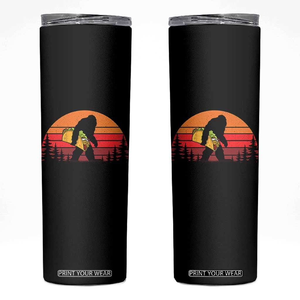 Retro Bigfoot Taco Skinny Tumbler Funny Cinco de Mayo Sasquatch Lovers TS10 Black Print Your Wear