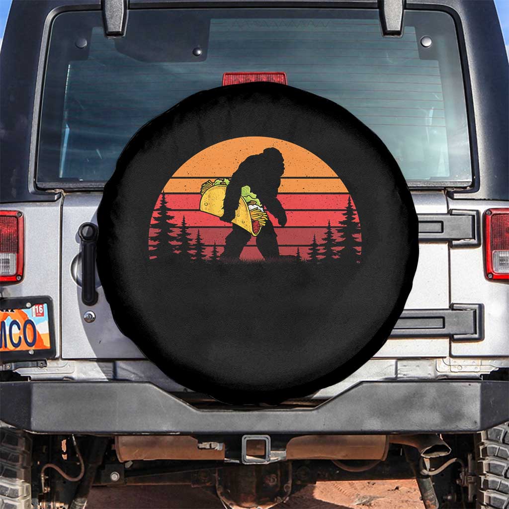 Retro Bigfoot Taco Spare Tire Cover Funny Cinco de Mayo Sasquatch Lovers TS10 No hole Black Print Your Wear
