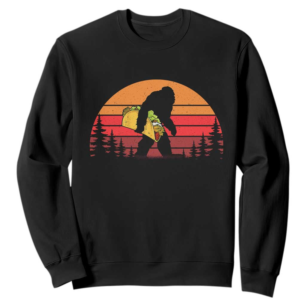 Retro Bigfoot Taco Sweatshirt Funny Cinco de Mayo Sasquatch Lovers TS10 Black Print Your Wear