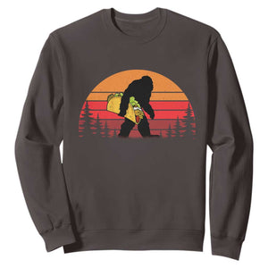 Retro Bigfoot Taco Sweatshirt Funny Cinco de Mayo Sasquatch Lovers TS10 Dark Chocolate Print Your Wear