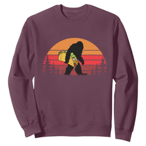 Retro Bigfoot Taco Sweatshirt Funny Cinco de Mayo Sasquatch Lovers TS10 Maroon Print Your Wear