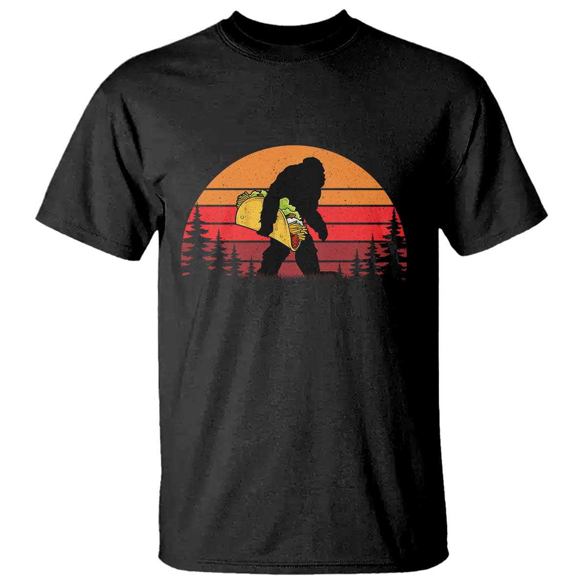 Retro Bigfoot Taco T Shirt Funny Cinco de Mayo Sasquatch Lovers TS10 Black Print Your Wear