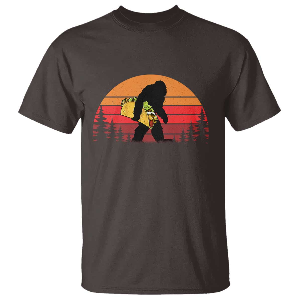 Retro Bigfoot Taco T Shirt Funny Cinco de Mayo Sasquatch Lovers TS10 Dark Chocolate Print Your Wear