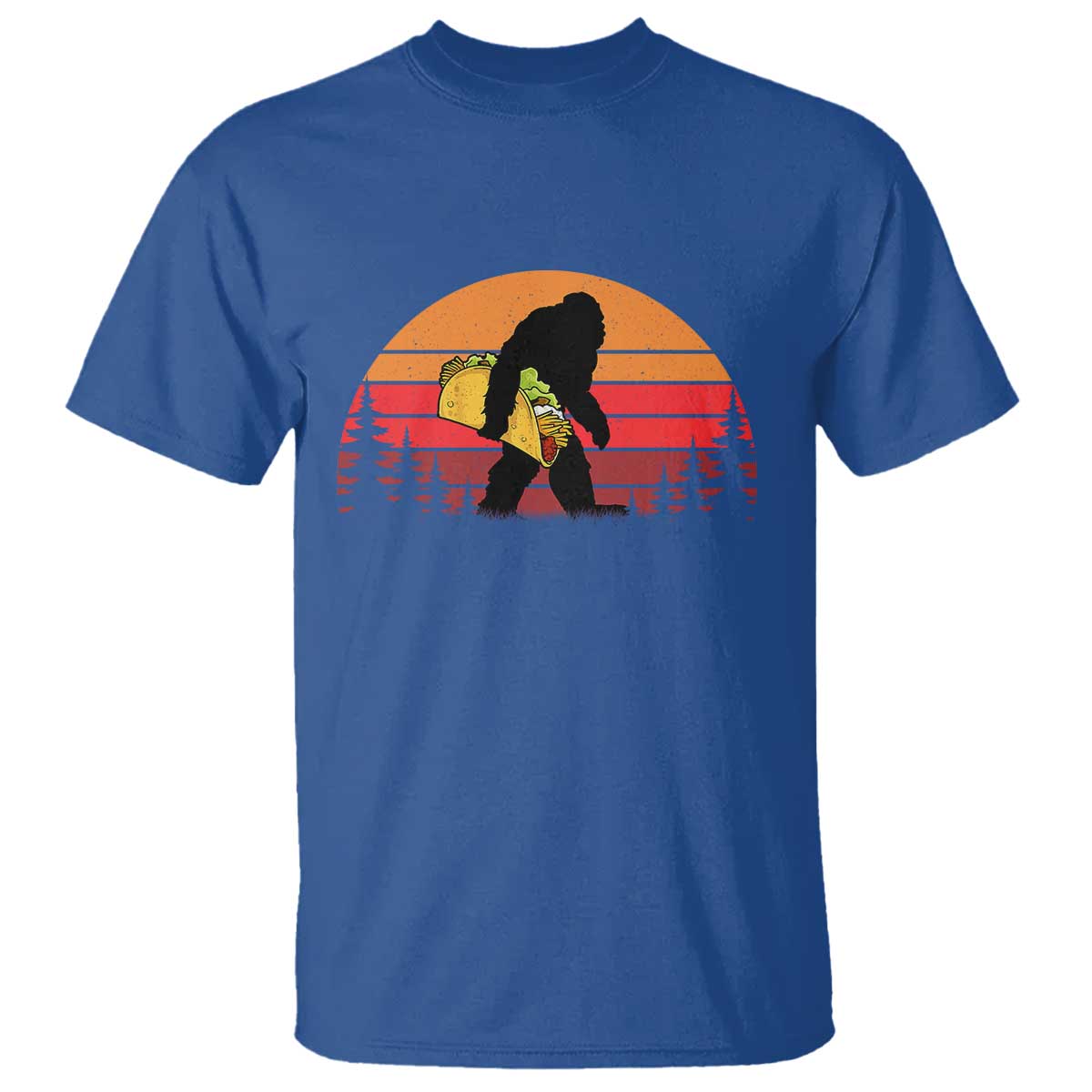 Retro Bigfoot Taco T Shirt Funny Cinco de Mayo Sasquatch Lovers TS10 Royal Blue Print Your Wear