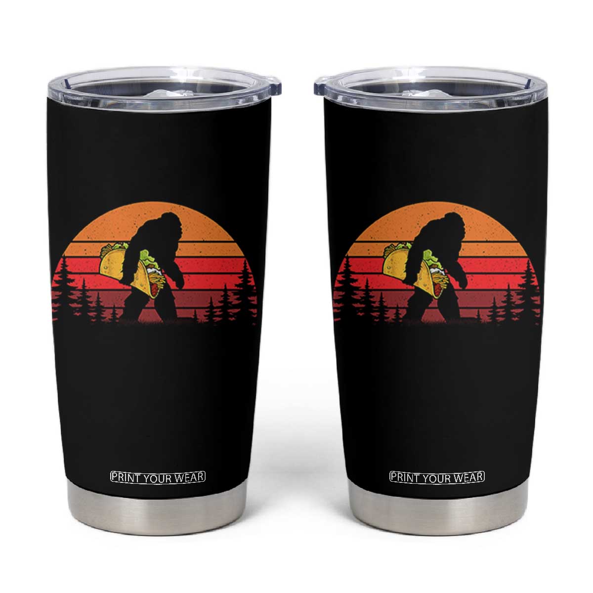 Retro Bigfoot Taco Tumbler Cup Funny Cinco de Mayo Sasquatch Lovers TS10 Black Print Your Wear