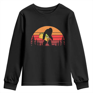 Retro Bigfoot Taco Youth Sweatshirt Funny Cinco de Mayo Sasquatch Lovers TS10 Black Print Your Wear