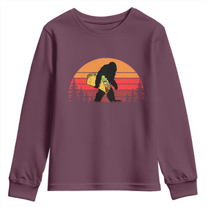 Retro Bigfoot Taco Youth Sweatshirt Funny Cinco de Mayo Sasquatch Lovers TS10 Maroon Print Your Wear