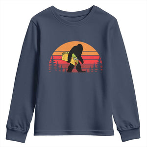 Retro Bigfoot Taco Youth Sweatshirt Funny Cinco de Mayo Sasquatch Lovers TS10 Navy Print Your Wear