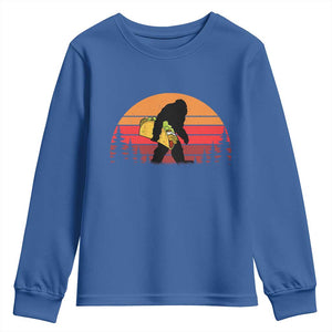 Retro Bigfoot Taco Youth Sweatshirt Funny Cinco de Mayo Sasquatch Lovers TS10 Royal Blue Print Your Wear