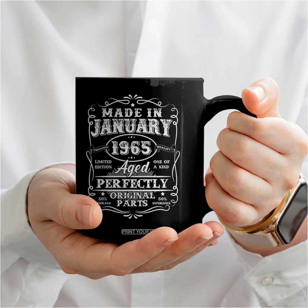 Retro Classic Made In January 1965 Coffee Mug Aged Perfectly Original Parts Vintage Birthday Men TS02 Print Your Wear