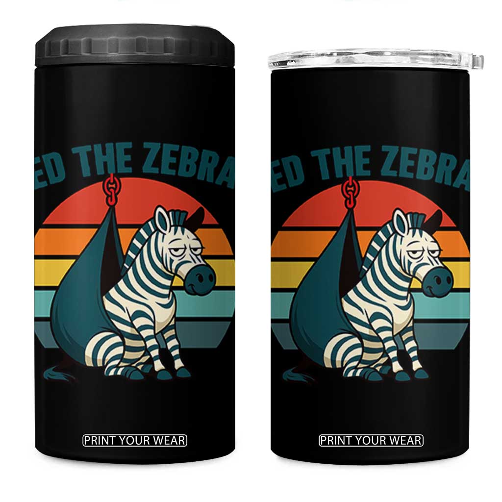 Retro Ed the Zebra Meme 4 in 1 Can Cooler Tumbler Funny Viral Escape Animal Helicopter Rescue TS02 One Size: 16 oz Black Print Your Wear