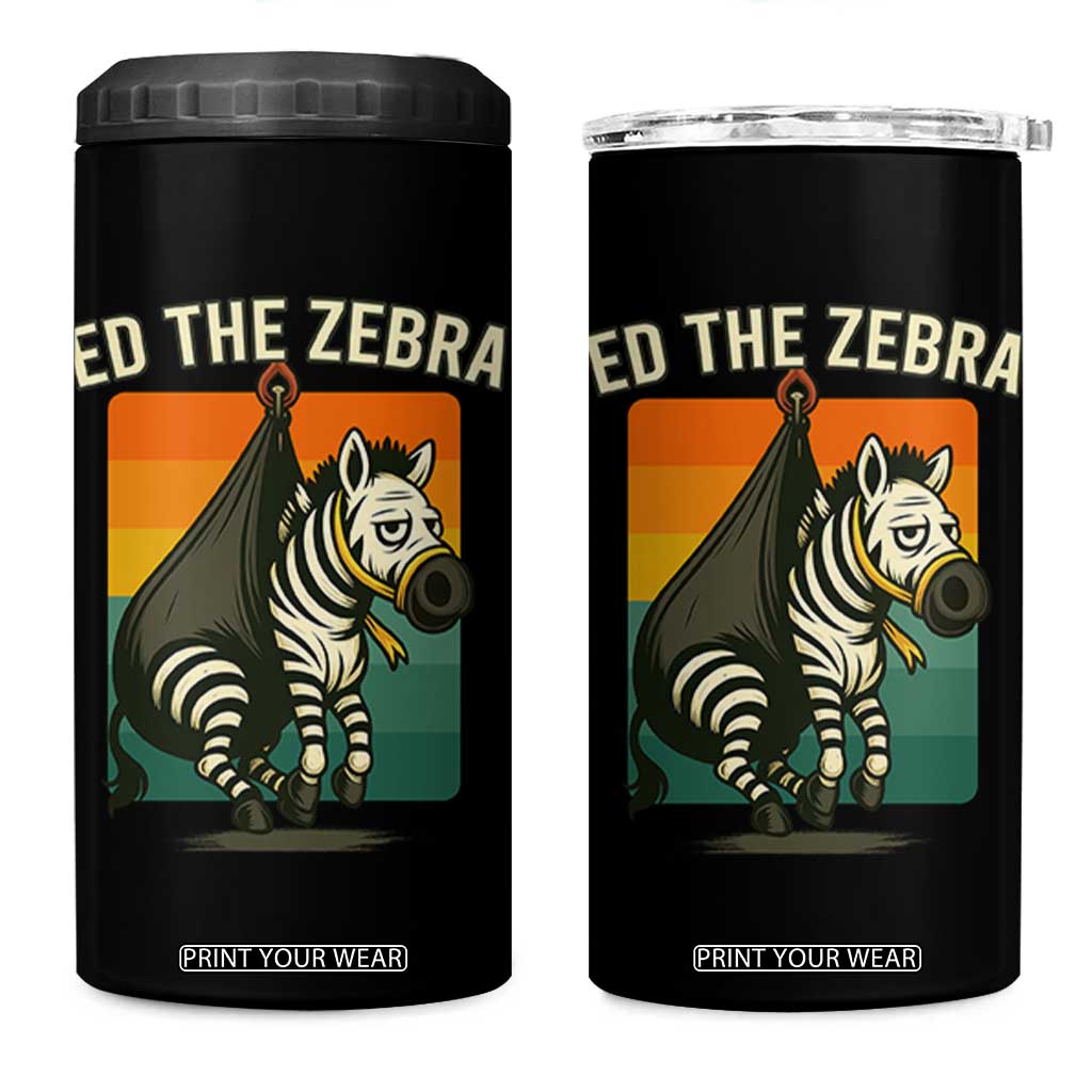 Retro Ed the Zebra Meme 4 in 1 Can Cooler Tumbler Funny Viral Escape Animal TS02 One Size: 16 oz Black Print Your Wear