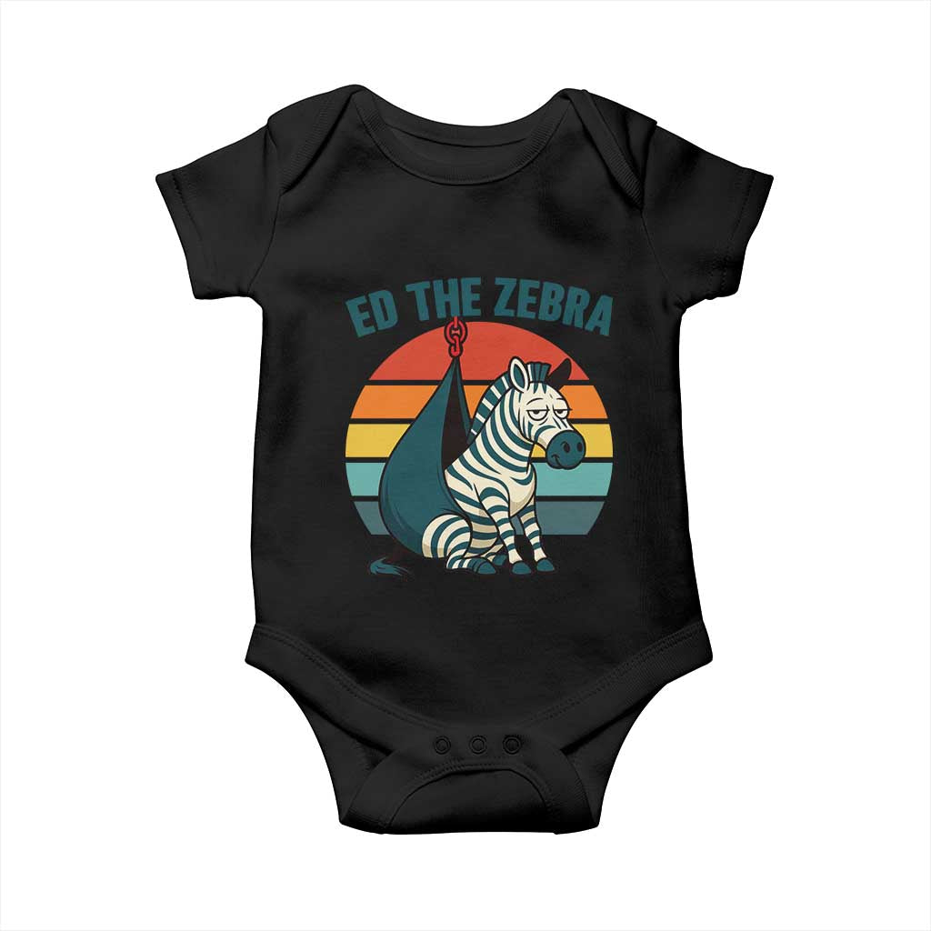 Retro Ed the Zebra Meme Baby Onesie Funny Viral Escape Animal Helicopter Rescue TS02 Black Print Your Wear