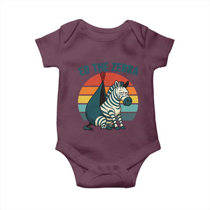 Retro Ed the Zebra Meme Baby Onesie Funny Viral Escape Animal Helicopter Rescue TS02 Maroon Print Your Wear