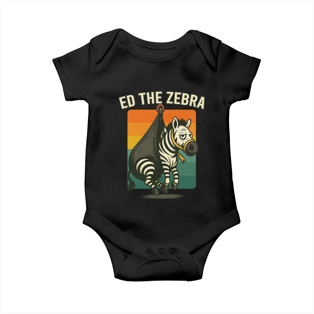 Retro Ed the Zebra Meme Baby Onesie Funny Viral Escape Animal TS02 Black Print Your Wear