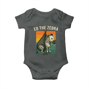 Retro Ed the Zebra Meme Baby Onesie Funny Viral Escape Animal TS02 Dark Heather Print Your Wear