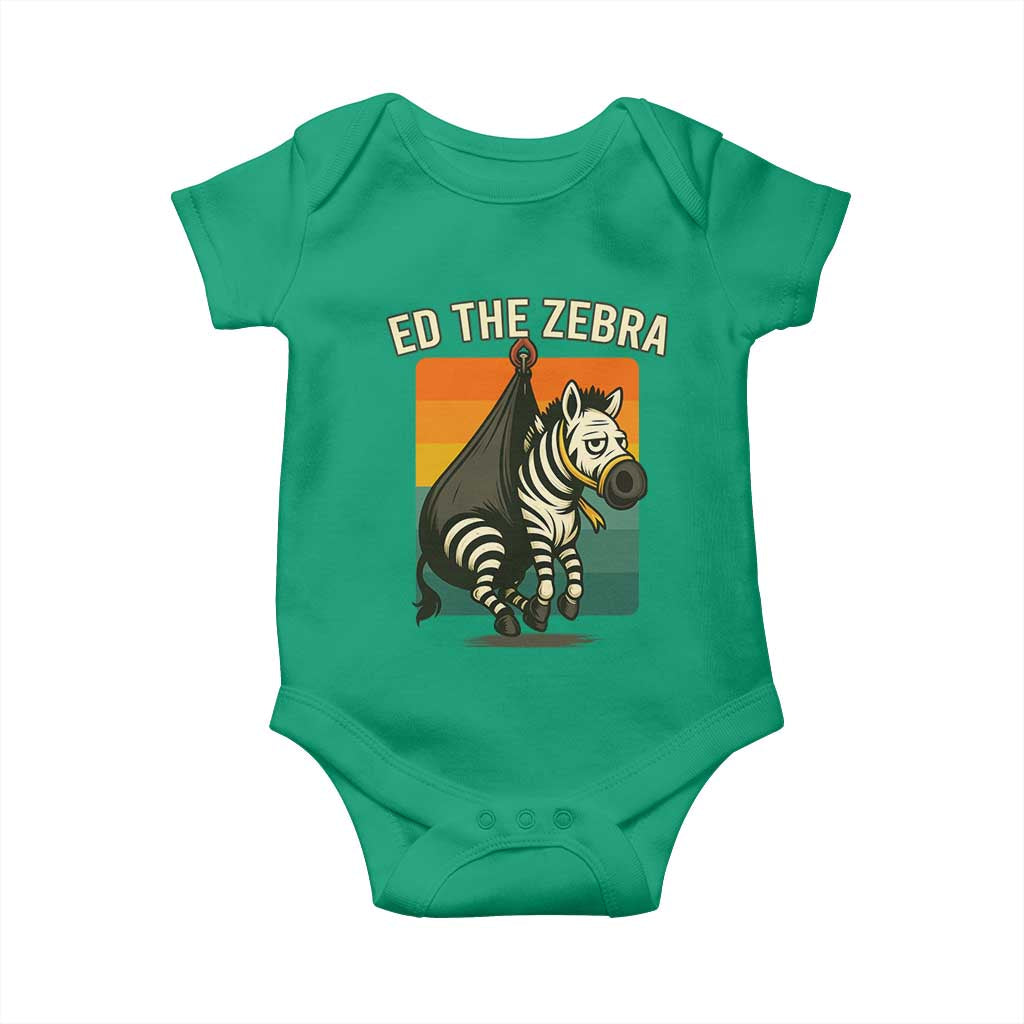 Retro Ed the Zebra Meme Baby Onesie Funny Viral Escape Animal TS02 Irish Green Print Your Wear