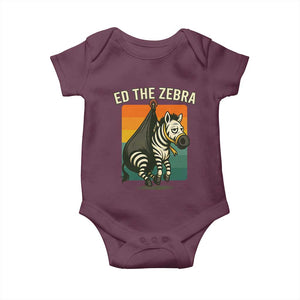 Retro Ed the Zebra Meme Baby Onesie Funny Viral Escape Animal TS02 Maroon Print Your Wear