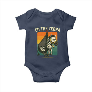 Retro Ed the Zebra Meme Baby Onesie Funny Viral Escape Animal TS02 Navy Print Your Wear