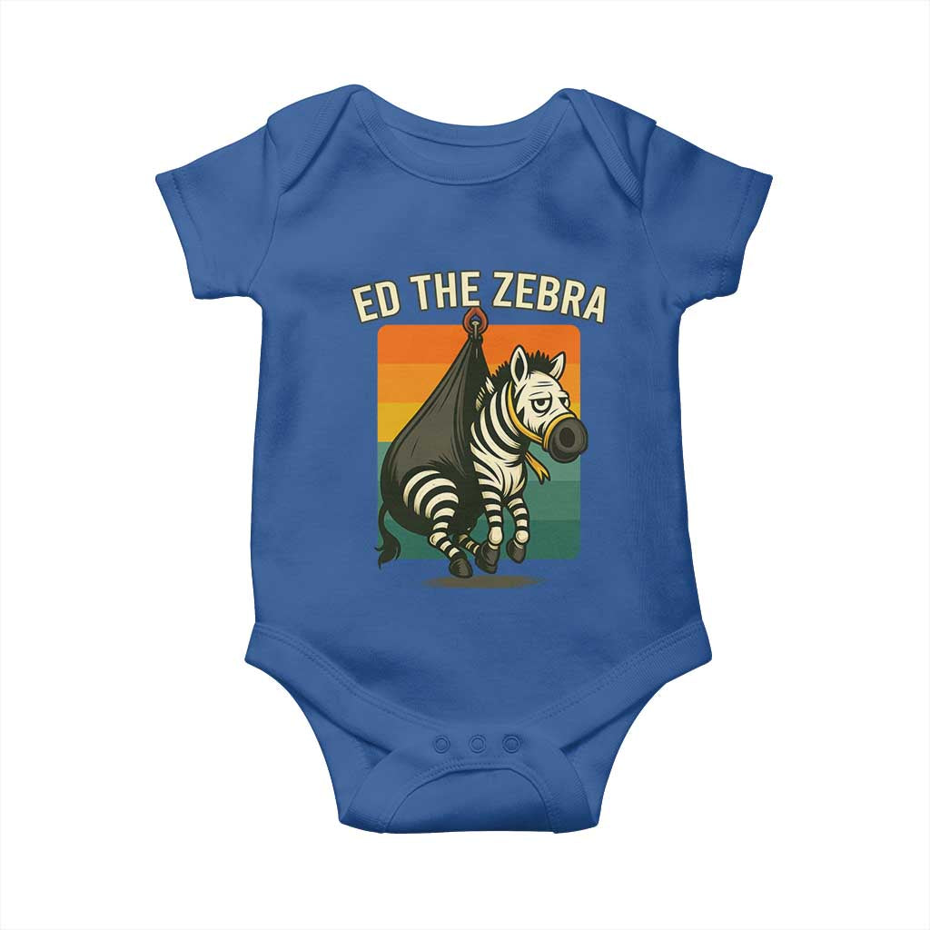 Retro Ed the Zebra Meme Baby Onesie Funny Viral Escape Animal TS02 Royal Blue Print Your Wear