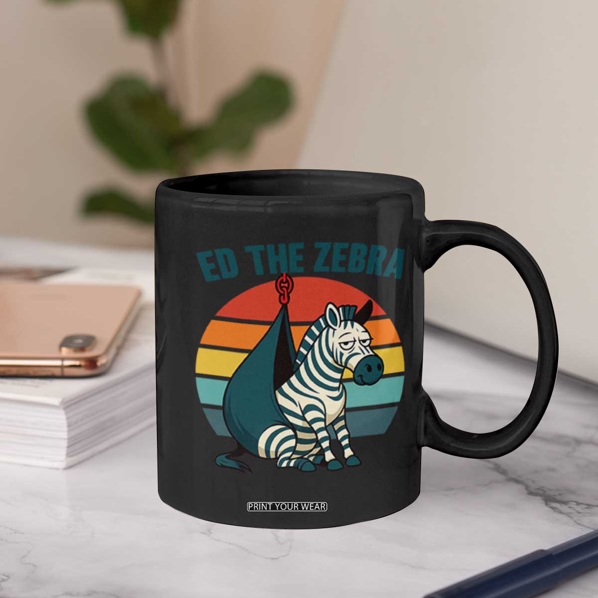 Retro Ed the Zebra Meme Coffee Mug Funny Viral Escape Animal Helicopter Rescue TS02 Print Your Wear