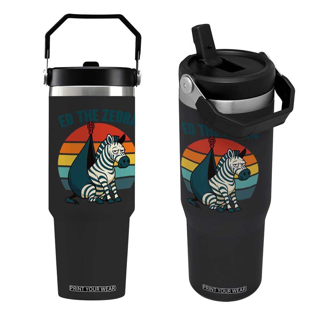 Retro Ed the Zebra Meme Flip Straw Tumbler Funny Viral Escape Animal Helicopter Rescue TS02 One Size: 30 oz Black Print Your Wear
