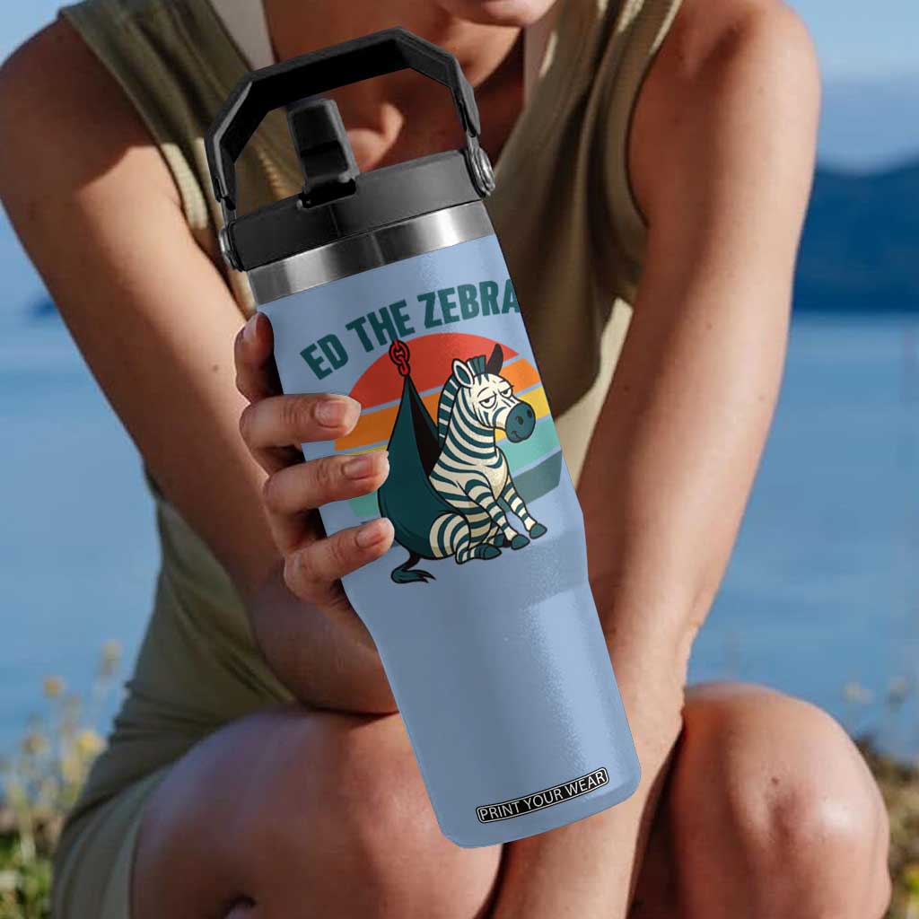 Retro Ed the Zebra Meme Flip Straw Tumbler Funny Viral Escape Animal Helicopter Rescue TS02 One Size: 30 oz Light Blue Print Your Wear